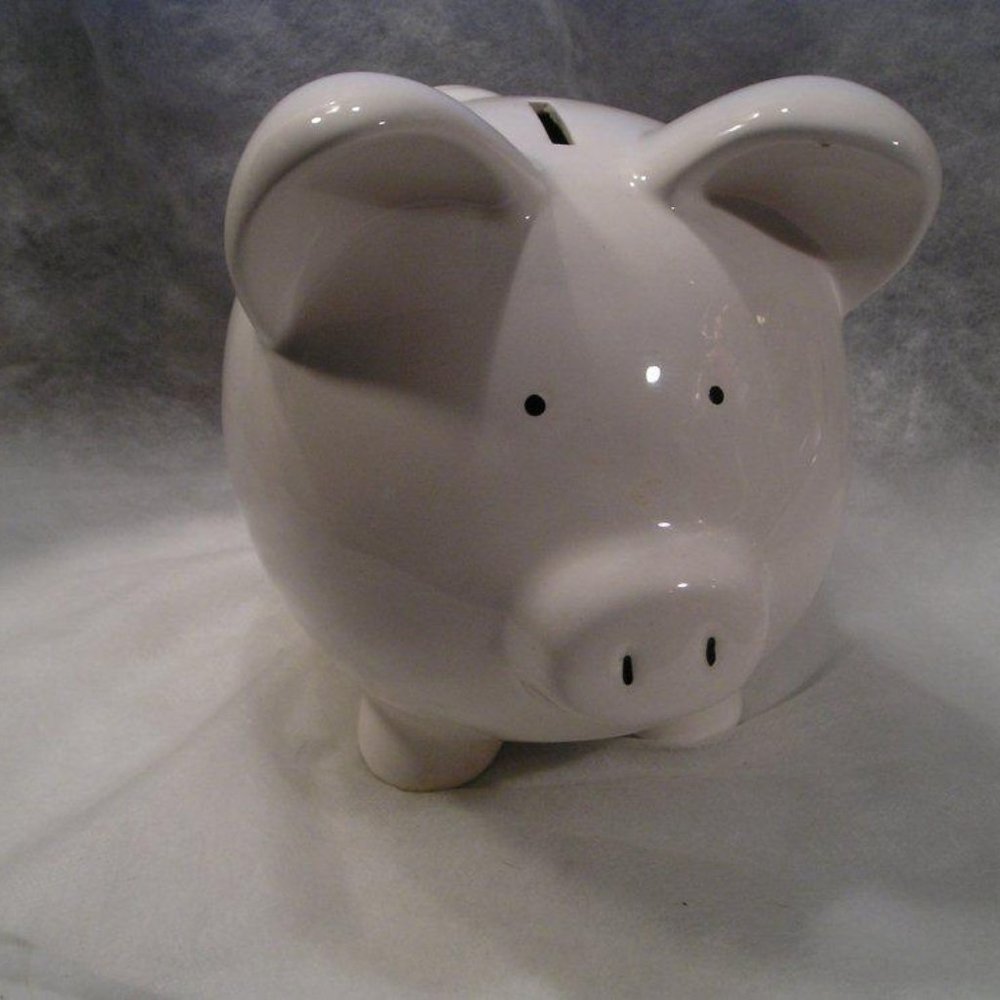 NEW = NANA'S A/C LARGE WHITE PIGGY SAVINGS BANK